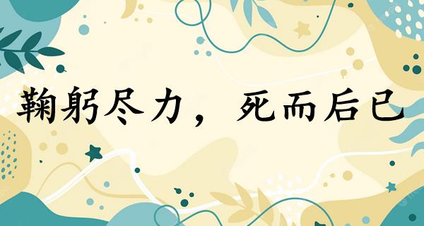 鞠躬尽力,死而后已