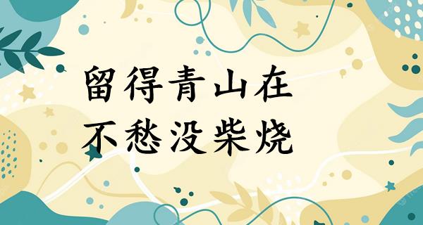 留得青山在,不愁没柴烧