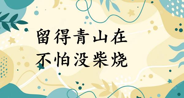 留得青山在,不怕没柴烧