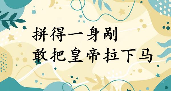 拼得一身剐,敢把皇帝拉下马