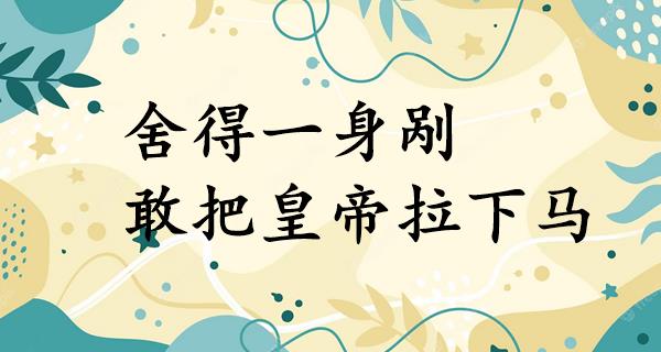 舍得一身剐,敢把皇帝拉下马
