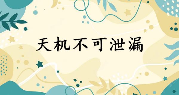 天机不可泄漏