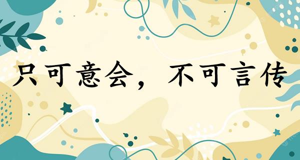 只可意会,不可言传